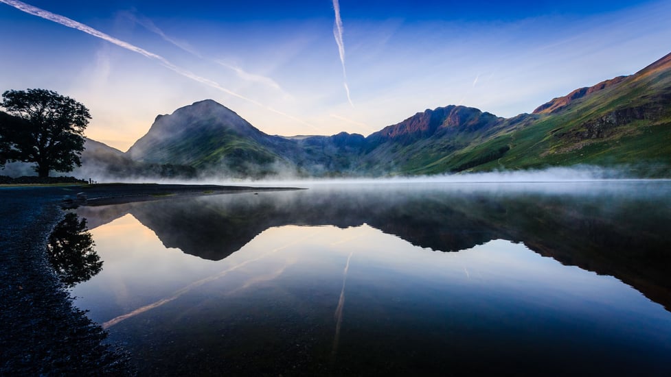 Morning mist on Buttermere, The Lake District, Cumbria, England