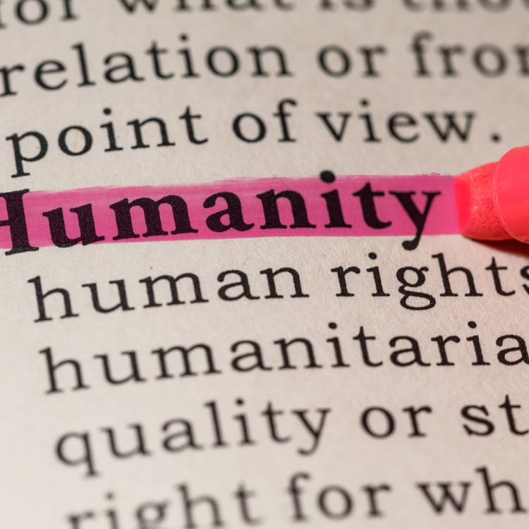 Fake Dictionary, Dictionary definition of the word humanity. including key descriptive words.