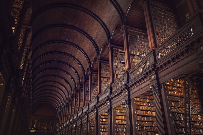 DUBLIN, IRELAND -  JULY 14, 2018: The Long Room in the Trinity College Library on July 14, 2018 in Dublin, Ireland.