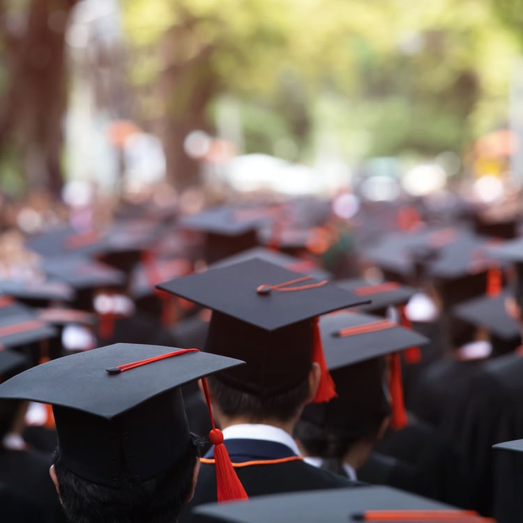 Group of Graduates during commencement. Concept education congra