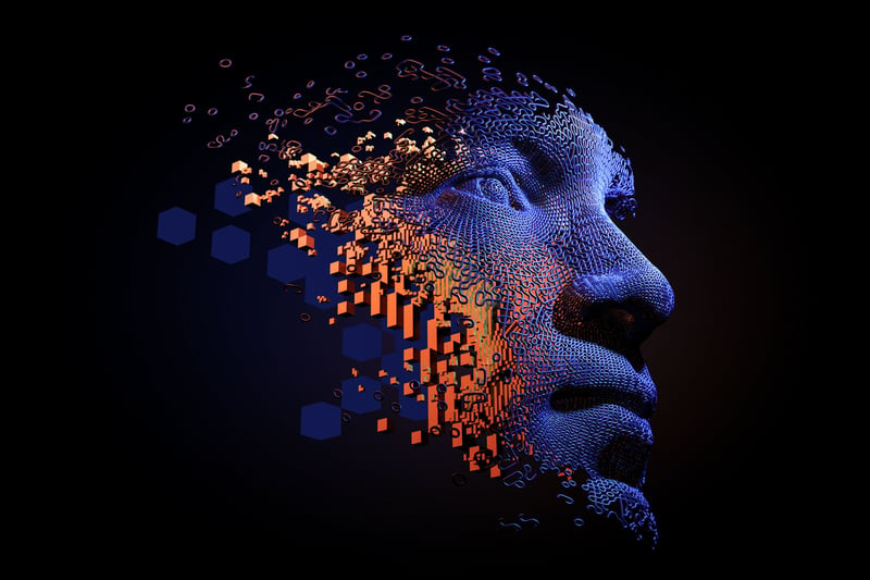 Abstract digital human face.  Artificial intelligence concept of