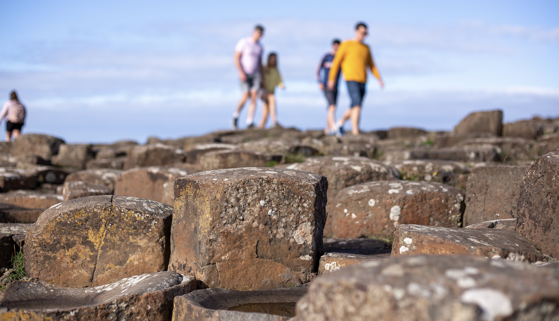 People walking on Giants Causeway