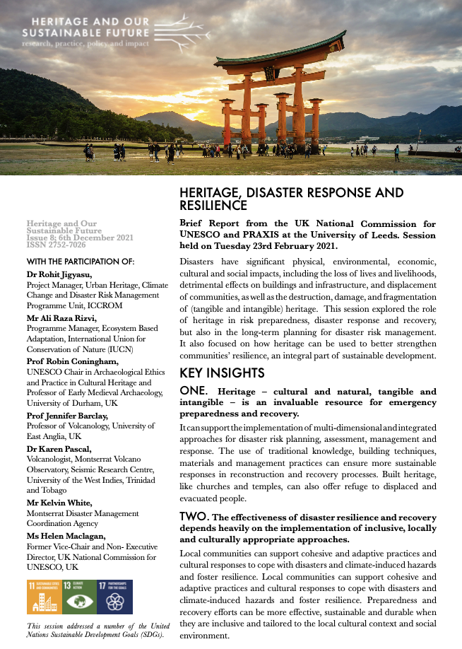 Heritage Disaster Response And Resilience Report Unesco In The Uk