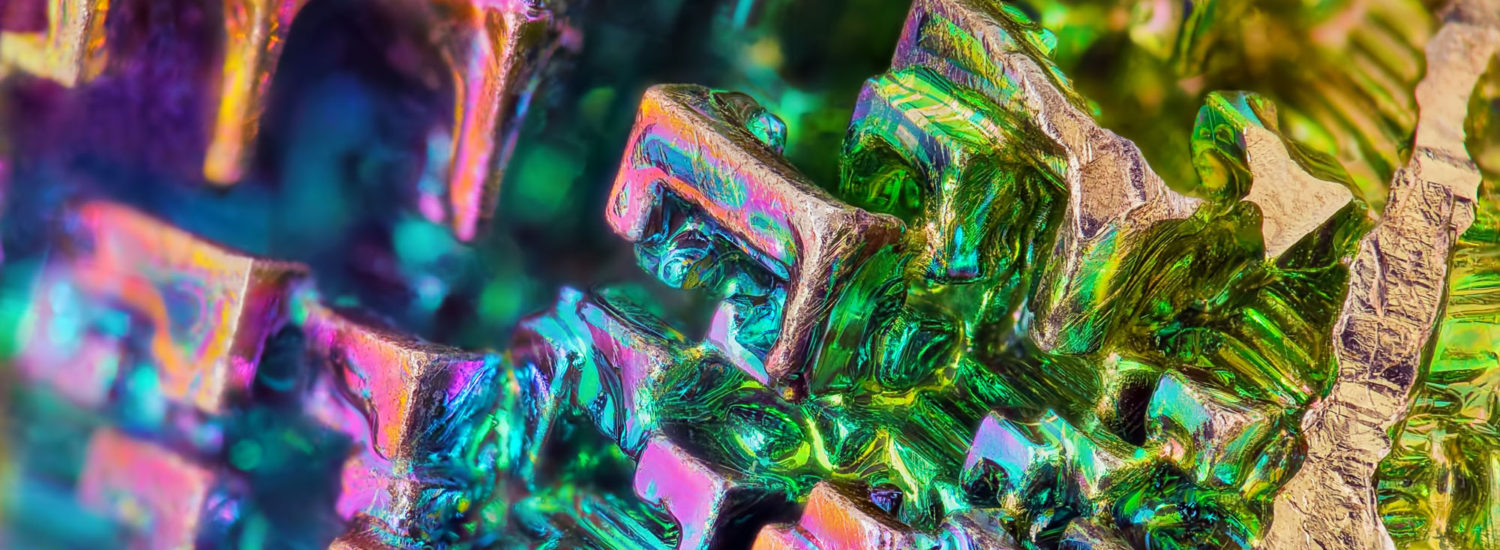Amazing colorful rainbow Bismuth Gemstone macro closeup texture